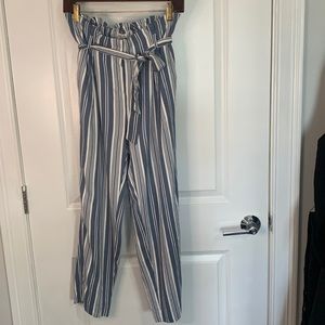 Paper bag striped pants